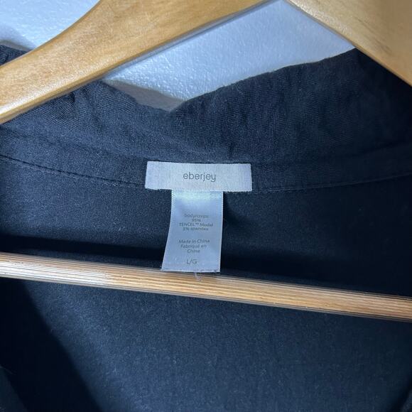 Eberjey Gisele Tencel Modal Sleepshirt Top Button‎ Down Women’s Large Black Cozy - Picture 7 of 9